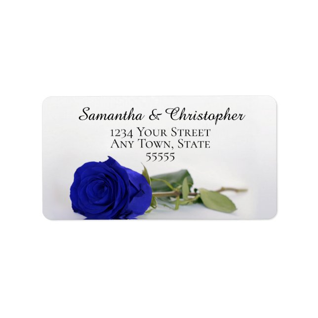 Elegant Royal Blue or Cobalt Rose Wedding Address Label (Front)