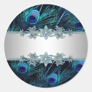 Elegant Royal Blue Peacock Stickers