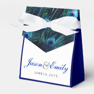 Elegant Royal Blue Peacock Wedding Favor Box