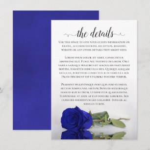 Elegant Royal Blue Reflecting Rose Wedding Details Enclosure Card
