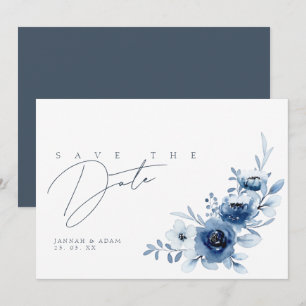 Elegant Royal Blue Roses Floral Wedding Save The Date