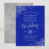 Elegant Royal Blue & Silver Calligraphy Wedding