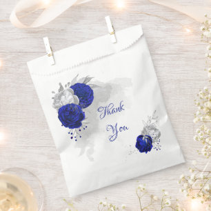 elegant royal blue silver flowers wedding favour b bag