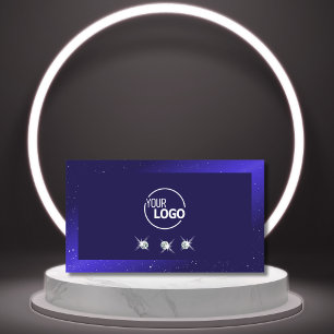 Elegant Royal Blue Sparkling Diamonds with Logo Business Card