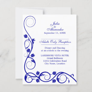 Elegant Royal Blue Swirls Reception Invitation