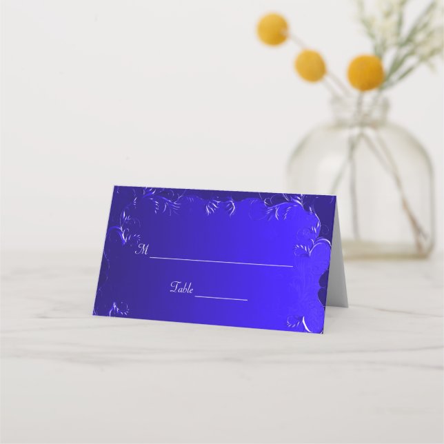 Elegant Royal Blue Table Place Card (Front)