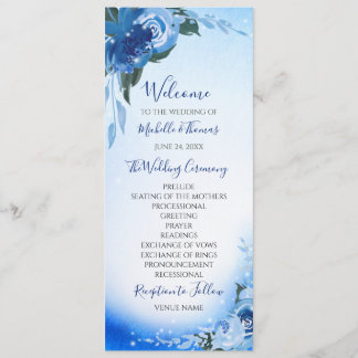 Elegant Royal Blue Watercolor Floral Greenery Program