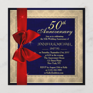 Elegant royal blue wedding Anniversary Invite