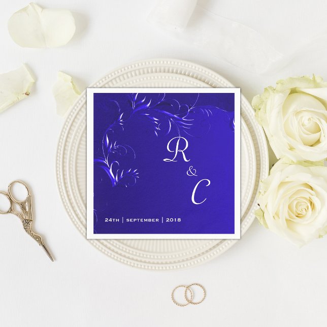 Elegant Royal Blue Wedding Reception Napkin (Creator Uploaded)