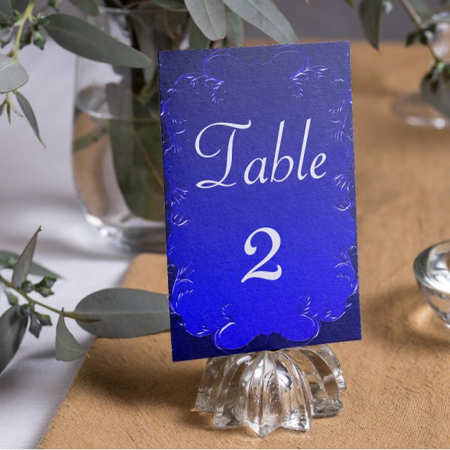 Elegant Royal Blue Wedding ReceptionTable Table Number (Creator Uploaded)