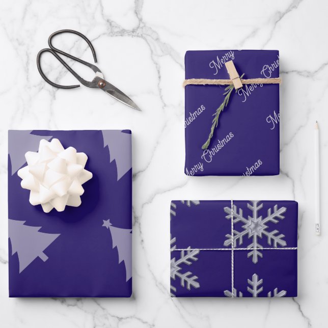 Elegant royal blue  wrapping paper sheet (Front)