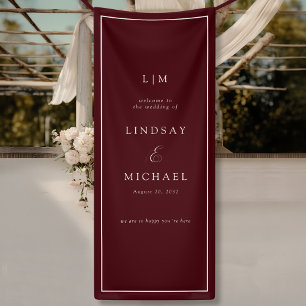 Elegant Royal Burgundy Monogram Wedding  Banner