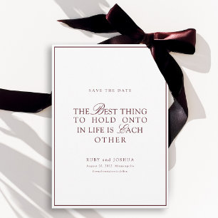 Elegant Royal Burgundy & White Wedding  Save The Date