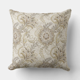 Elegant Royal Floral Paisley Design Pattern Art Throw Pillow