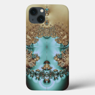 Elegant Royal Gold and Aqua iPhone 13 Case