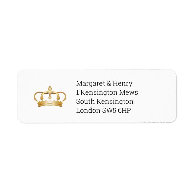 Élégant Royal Gold Crown Retours Adresse Étiquette (Devant)