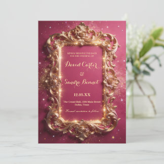Elegant Royal Gold & Pink Modern Wedding  Save The Date
