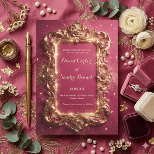 Elegant Royal Gold & Pink Modern Wedding  Save The Date