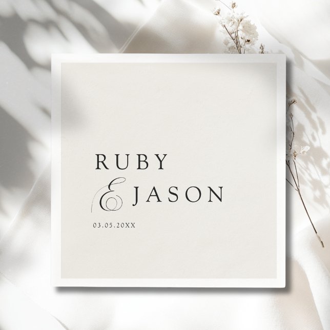 Elegant Royal Ivory Black  Script Wedding Napkin (Elegant Royal Ivory Black Script Wedding Ampersand Napkins)