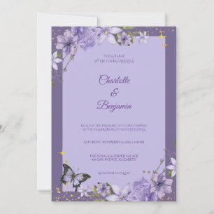 Elegant Royal Lavender Purple Floral Wedding  Invitation