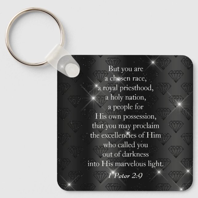 Elegant Royal Priesthood Bible Verse  Keychain (Front)