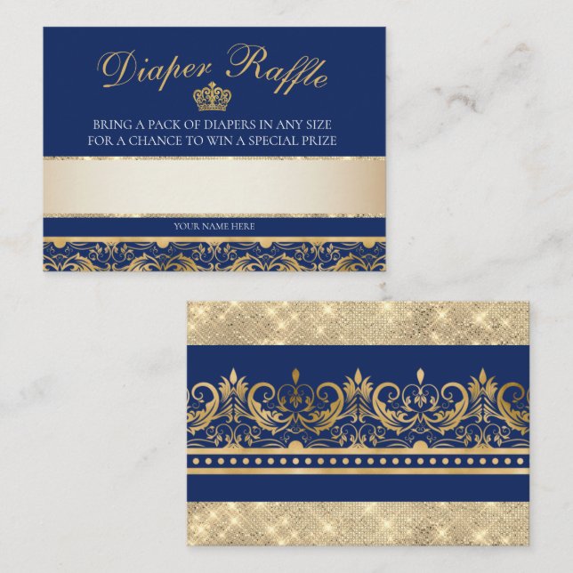 Elegant Royal Prince Baby Shower Diaper Raffle Enclosure Card (Front/Back)