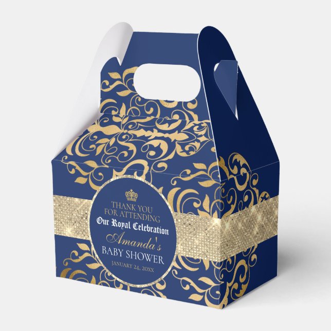 Elegant Royal Prince Baby Shower Favor Box (Front Side)