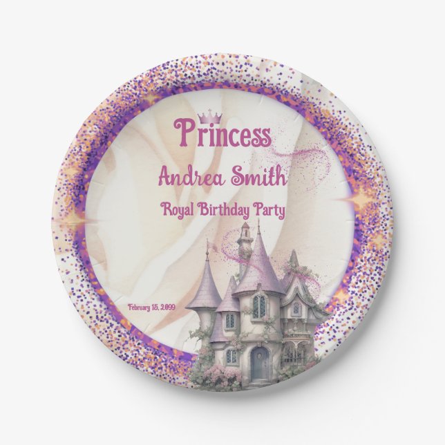 Elegant Royal Princess Birthday Party Celebration  Paper Plate (Front)