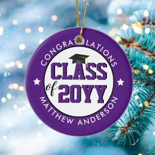 Elegant Royal Purple Class of 2021 Graduation Ceramic Ornament