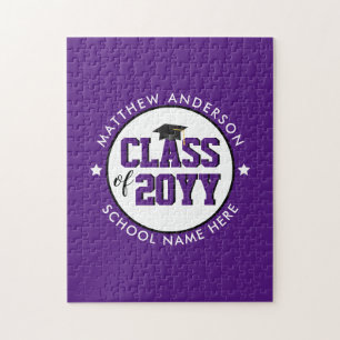 Elegant Royal Purple Class of 2024 Graduation Jigsaw Puzzle