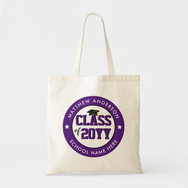 Elegant Royal Purple Class of 2026 Graduation Tote Bag (Front)