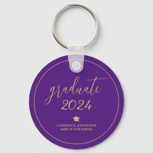 Elegant Royal Purple Graduate 2024 Graduation Keychain
