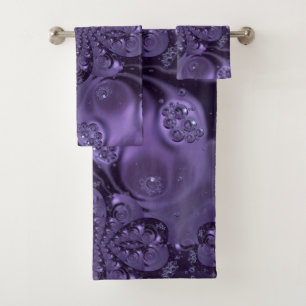Elegant Royal Purple Liquid Sparkle Bath Towel Set