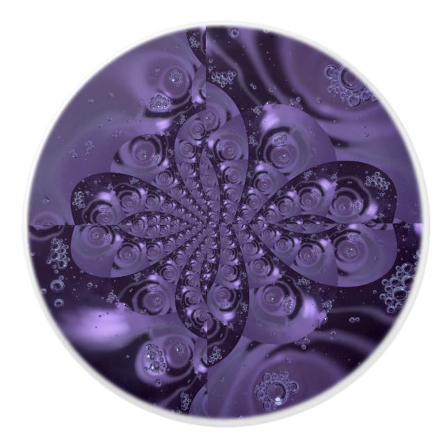 Elegant Royal Purple Liquid Sparkle Ceramic Knob (Front)
