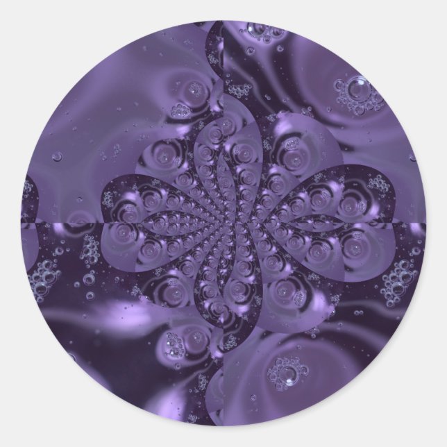 Elegant Royal Purple Liquid Sparkle Classic Round Sticker (Front)