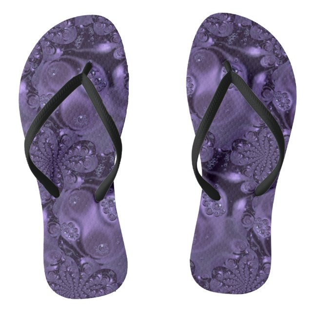 Elegant Royal Purple Liquid Sparkle Flip Flops (Footbed)