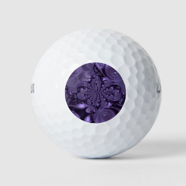 Elegant Royal Purple Liquid Sparkle Golf Balls (Front)