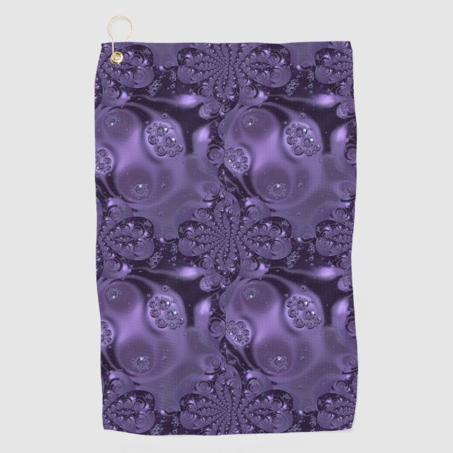 Elegant Royal Purple Liquid Sparkle Golf Towel (Front)