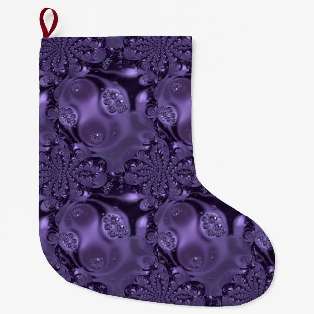 Elegant Royal Purple Liquid Sparkle Large Christmas Stocking (Front)