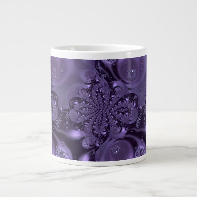 Elegant Royal Purple Liquid Sparkle Large Coffee Mug (Front)