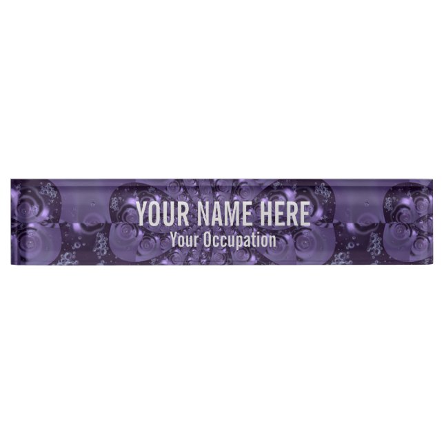 Elegant Royal Purple Liquid Sparkle Nameplate (Front)