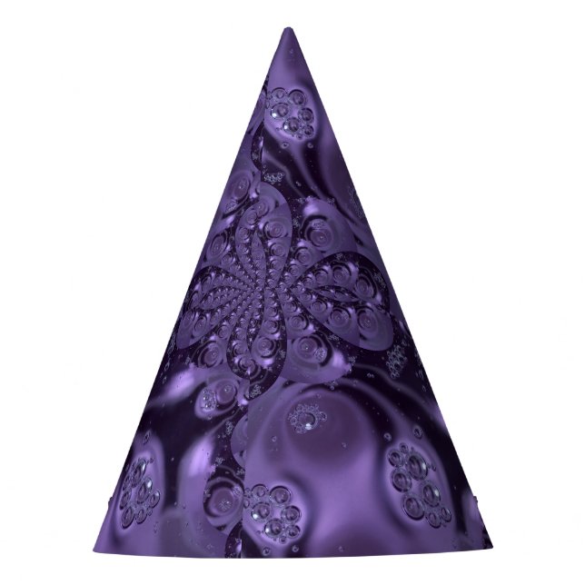 Elegant Royal Purple Liquid Sparkle Party Hat (Front)
