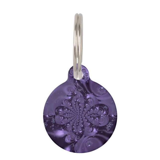 Elegant Royal Purple Liquid Sparkle Pet Tag (Front)