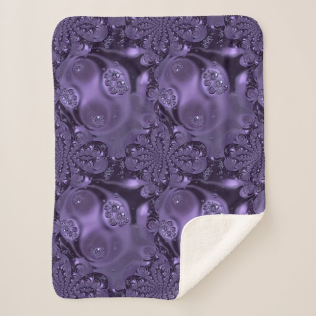 Elegant Royal Purple Liquid Sparkle Sherpa Blanket (Front)