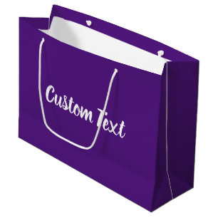 Elegant Royal Purple White Script Text Template Large Gift Bag