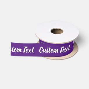 Elegant Royal Purple White Script Text Template Satin Ribbon