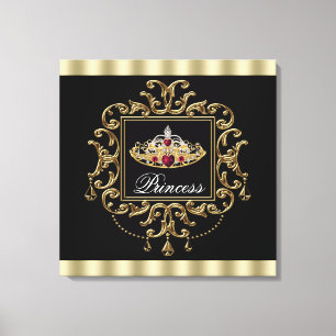 Elegant Royal Red Black and Gold Tiara Princess Canvas Print