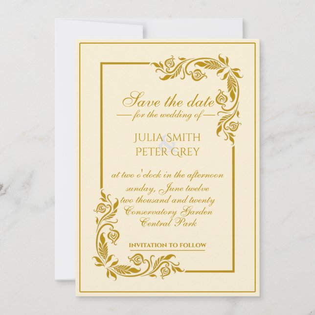 Elegant Royal save the date invitation (Front)