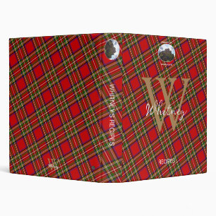 Elegant Royal Stewart Tartan Monogram Name Recipe Binder