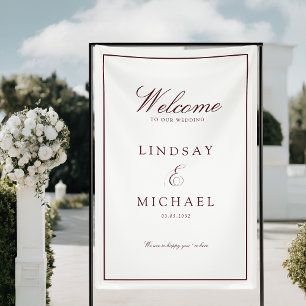Elegant Royal White & Burgundy Wedding Banner